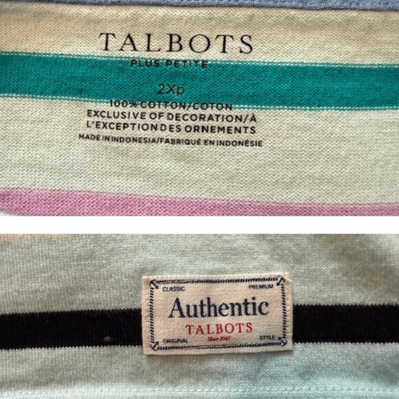 Talbot Women’s Striped Cotton Top Size 2XP - Picture 3 of 5